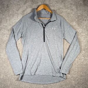 Under Armour‎ HeatGear Quarter Zip Long Sleeve Top Gray Women's Large Loose Fit